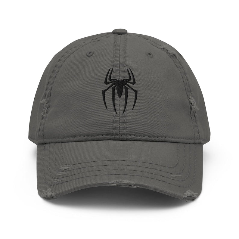 Spider Embroidered Dad Cap | Distressed Grunge Hat | Vintage Streetwear Gift