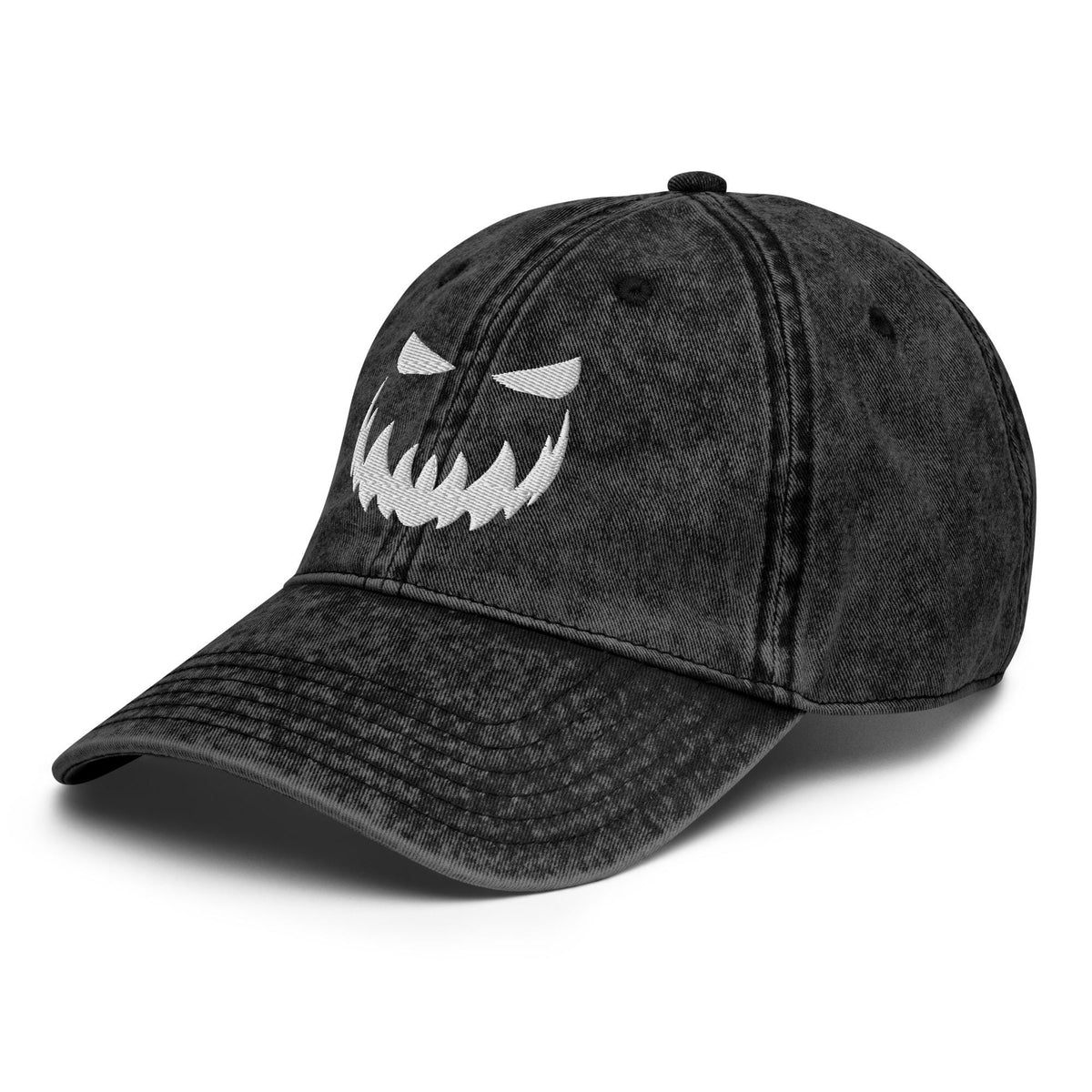 Black Halloween Hat: Embroidered Pumpkin Face, Spooky Costume Accessory – listing photo 2