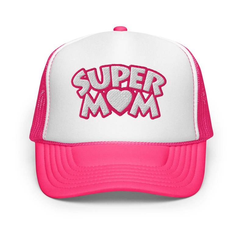 Super Mom Puff Embroidered Trucker Hat | Mother's Day Gift, Mama Cap