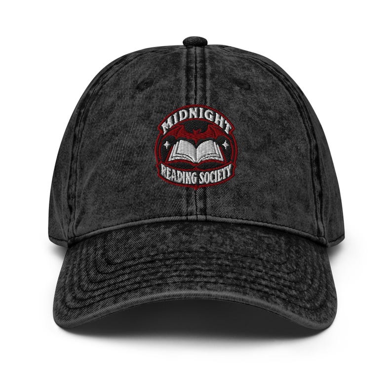Midnight Reading Society Embroidered Hat | Gothic Book Club Cap