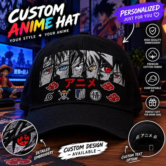 Custom Anime Character Cap | Personalized Fan Gift (Embroidered)