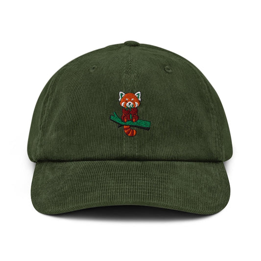 Red Panda Embroidered Corduroy Cap