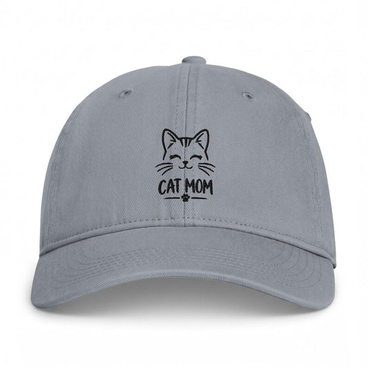 Cat Mom Baseball Cap, Embroidered Feline Lover Gift, Minimalist Hat