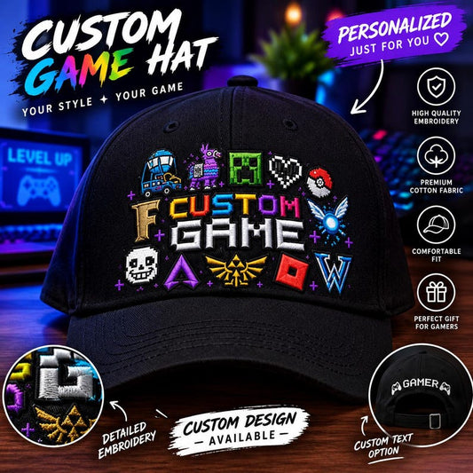 Custom Embroidered Gamer Hat, Personalized Gaming Cap, Gamer Gift