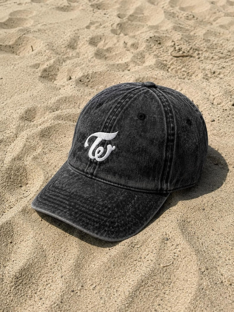 TWICE Logo Embroidered Vintage Cotton Twill Cap | Kpop Hat | Once Fan Gift