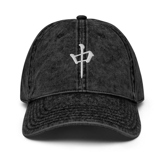 Embroidered Mahjong Hat – Vintage Cotton Twill, Antique Brass Buckle