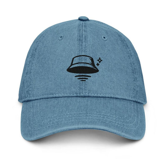 Embroidered Denim Floating Hat, Minimalist Streetwear Cap, Unisex Casual Wear