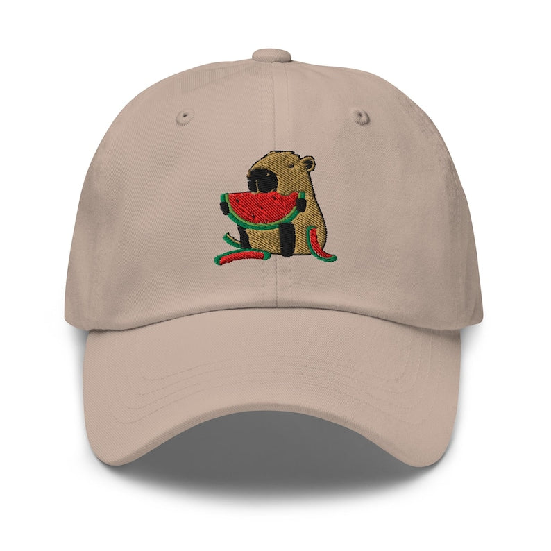 Embroidered Capybara Hat, Minimalist Cotton Dad Cap, Animal Streetwear Accessory