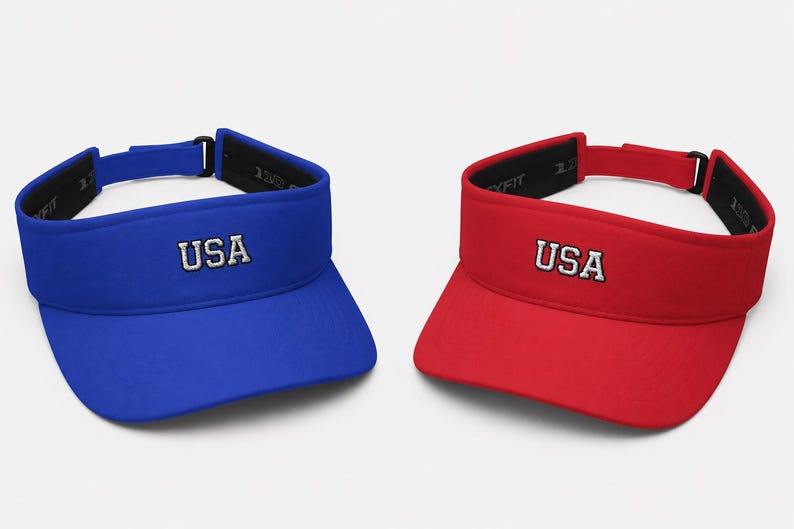 USA Embroidered Visor | Patriotic 4th of July Sun Hat, Summer Cap
