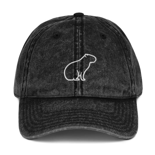 Embroidered Capybara Vintage Cotton Twill Cap | Animal Lover Dad Hat