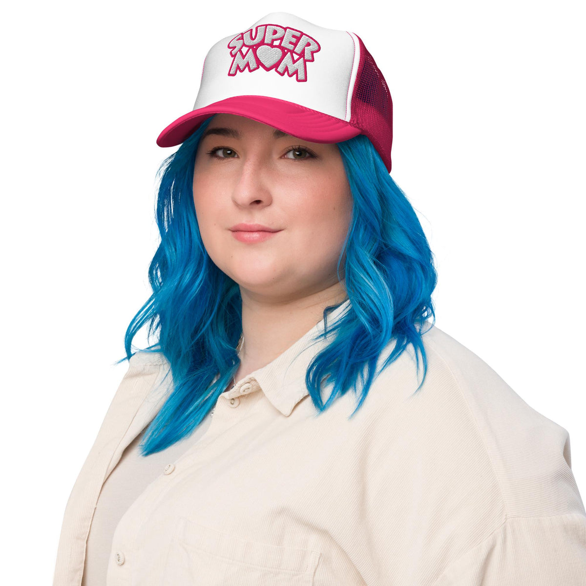 Super Mom Puff Embroidered Trucker Hat – product view 2