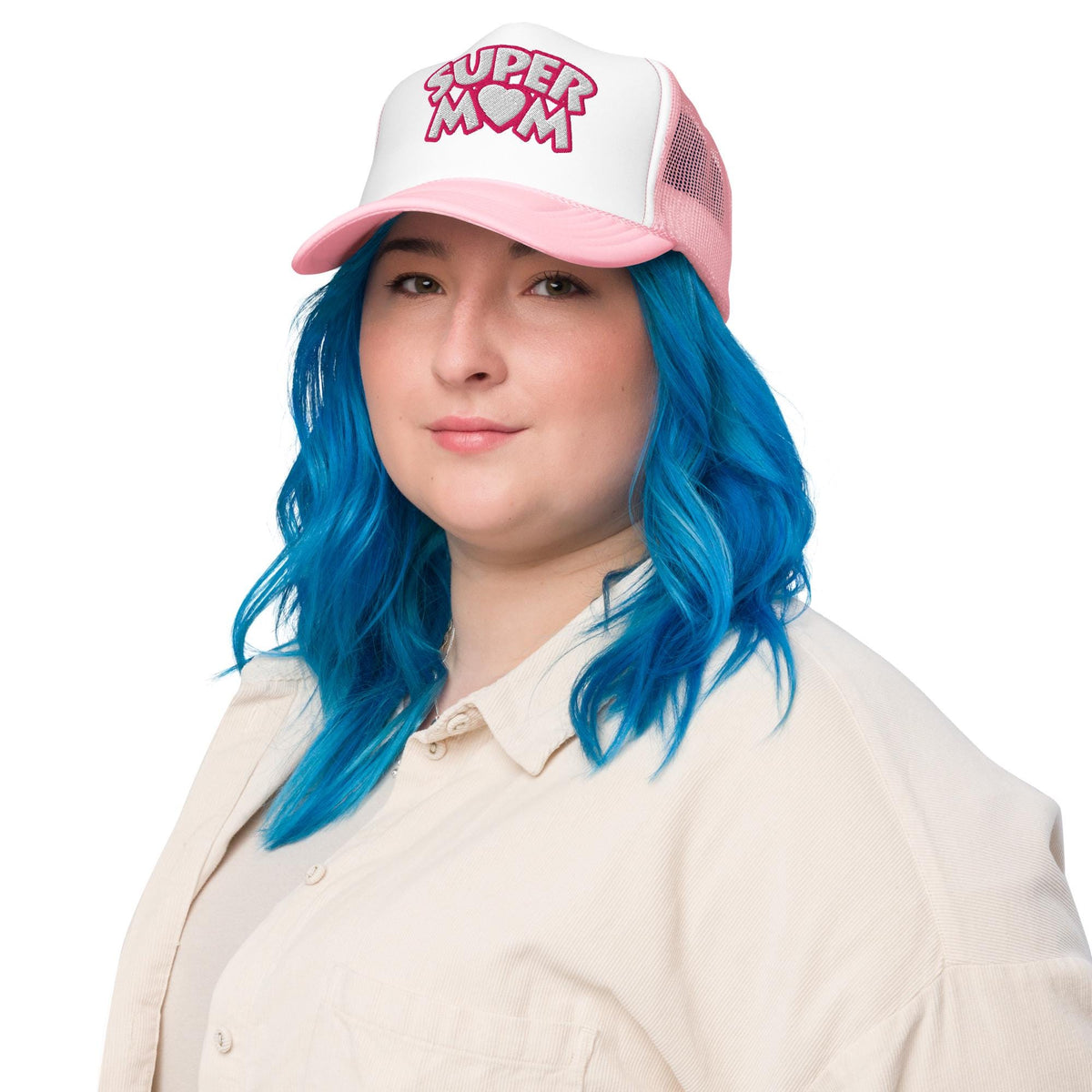 Super Mom Puff Embroidered Trucker Hat – product view 4
