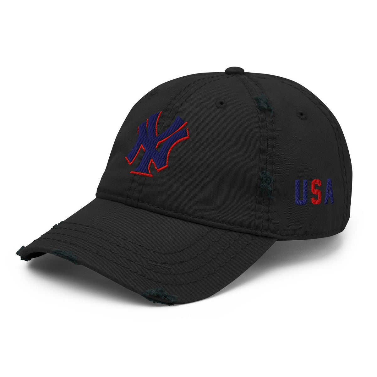 NY Embroidered Distressed Dad Hat – listing photo 2