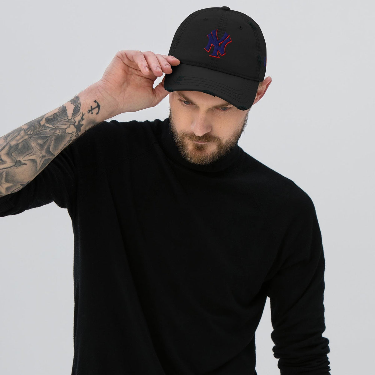 NY Embroidered Distressed Dad Hat – listing photo 10