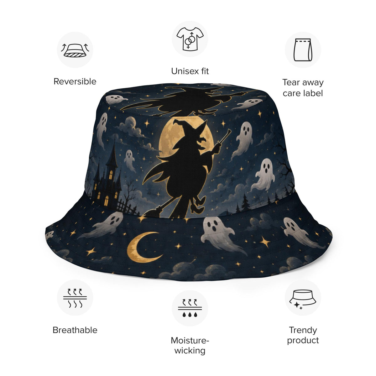 Halloween Headpiece, Reversible Bucket Hat – listing photo 8