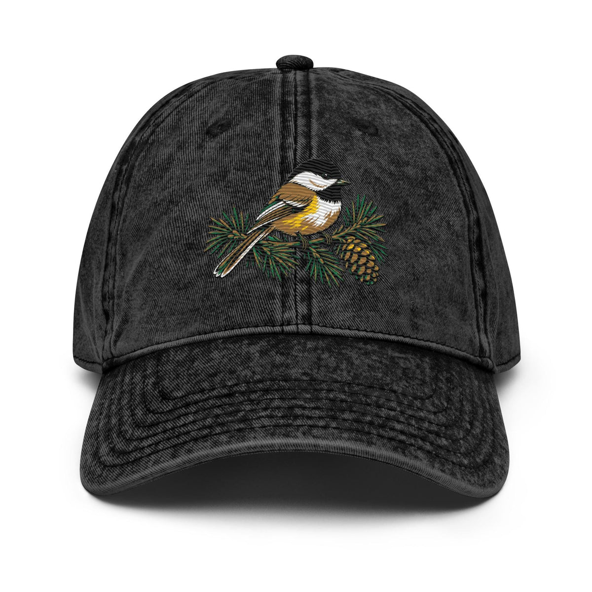 Chickadee Bird Hat, Embroidered Birdwatching Cap, Birder Gift — listing photo 2