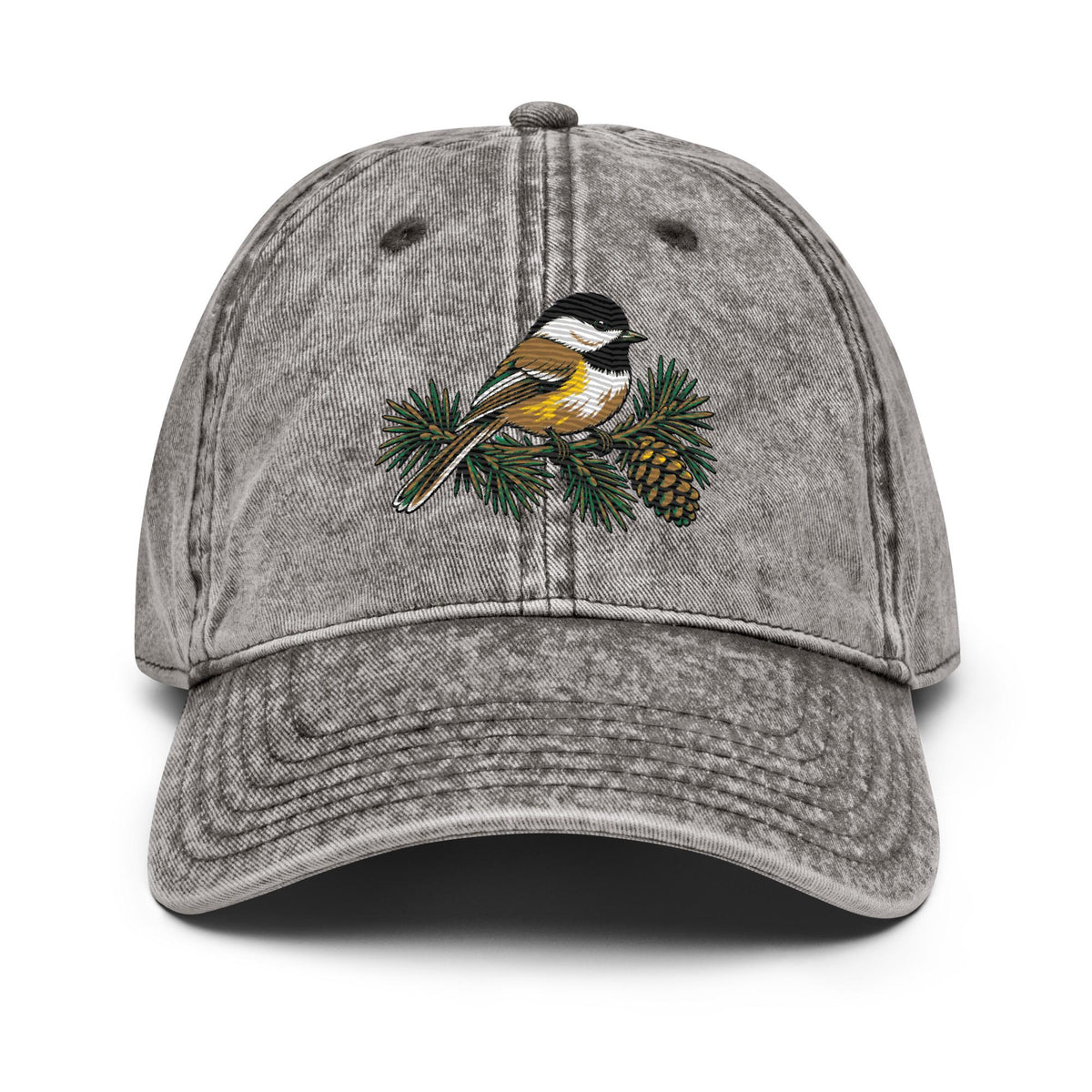 Chickadee Bird Hat, Embroidered Birdwatching Cap, Birder Gift — listing photo 3